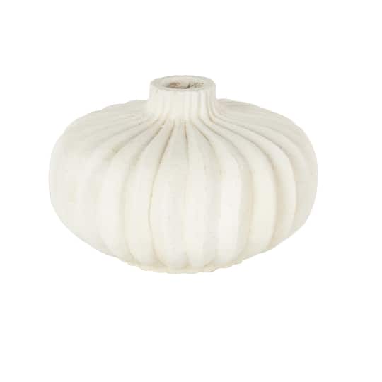 14" White Magnesium Oxide Short Wide Decorative Vase